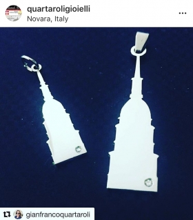 Ciondolo Cupola di Novara con diamante-Pendant Novara Cupola with diamond - SOUVENIR DI NOVARA E DELLA SUA CUPOLA